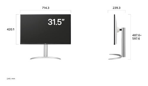 LG 32UP83AK-W computer monitor 31.5" 3840 x 2160 pixels 4K Ultra HD Silver