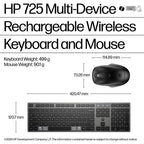 HP 725 Multi-Device Rechargeable Wireless Keyboard and Mouse Combo