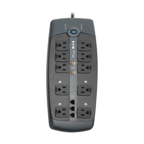 Tripp Lite TLP1008TELTV surge protector Black 10 AC outlet(s) 120 V 94.5" (2.4 m)
