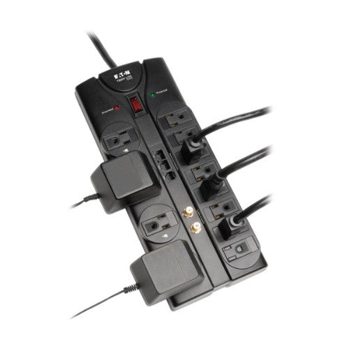 Tripp Lite TLP1208SAT surge protector Black 12 AC outlet(s) 120 V 94.5" (2.4 m)