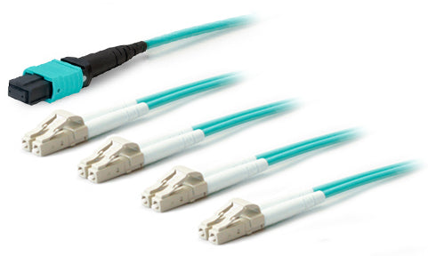 AddOn Networks MPO to 4 x LC, 10m InfiniBand/fibre optic cable 393.7" (10 m) MPO/MTP OFNP Blue