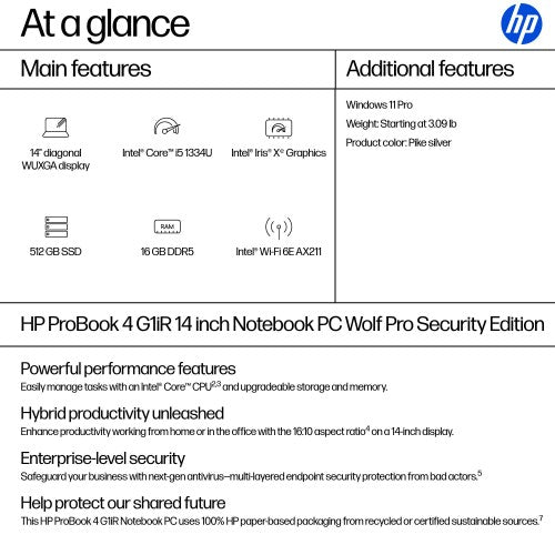 HP ProBook 4 G1iR 14 inch Notebook PC Wolf Pro Security Edition