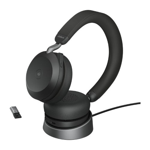 Jabra Evolve2 75 Headset Wireless Head-band Office/Call center Bluetooth Charging stand Black