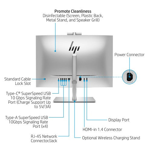 HP EliteOne 870 G9 Intel® Core™ i7 i7-13700 27" 1920 x 1080 pixels All-in-One PC 16 GB DDR5-SDRAM 512 GB SSD Windows 11 Pro Wi-Fi 6E (802.11ax) Silver