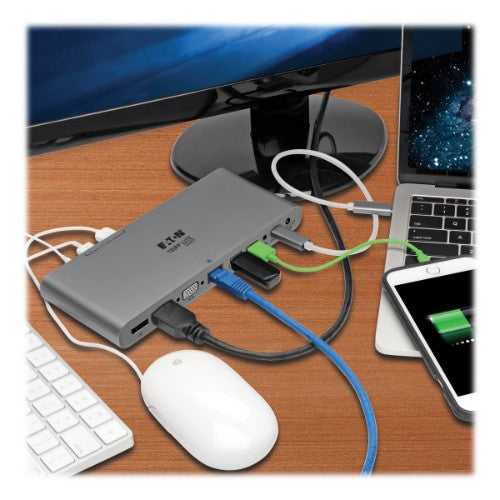 Tripp Lite U442-DOCK4-INT laptop dock/port replicator Wired USB 3.2 Gen 2 (3.1 Gen 2) Type-C Gray