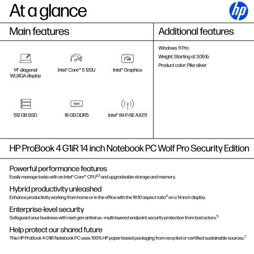 HP ProBook 4 G1iR 14 inch Notebook PC Wolf Pro Security Edition
