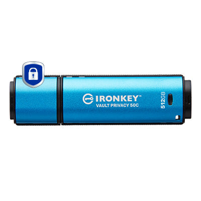 Kingston Technology IronKey Vault Privacy 50 USB flash drive 512 GB USB Type-C 3.2 Gen 1 (3.1 Gen 1) Black, Blue