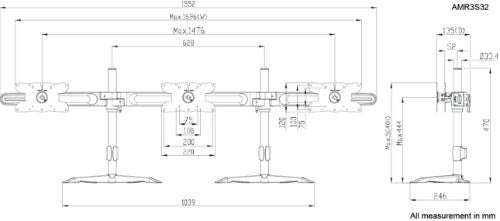 Amer Networks AMR3S32 monitor mount / stand 32" Freestanding Black