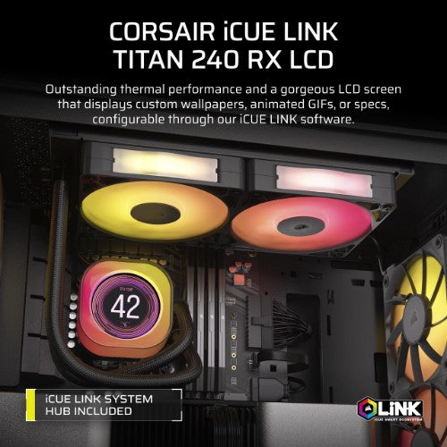 Corsair iCUE LINK TITAN 240 RX LCD Processor Air cooler 4.72" (12 cm) Black 1 pc(s)