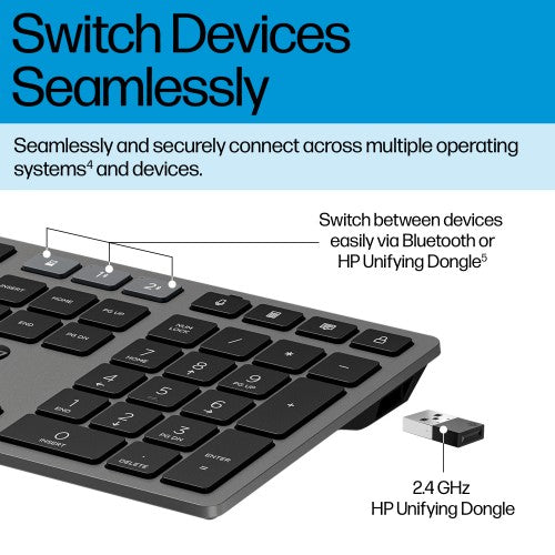HP 725 Multi-Device Rechargeable Wireless Keyboard