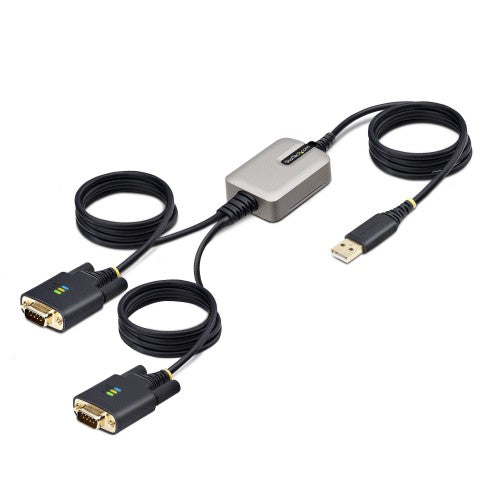 StarTech.com 2P6FFC-USB-SERIAL cable gender changer USB-A 2 x DB-9 RS-232 Black, Gray