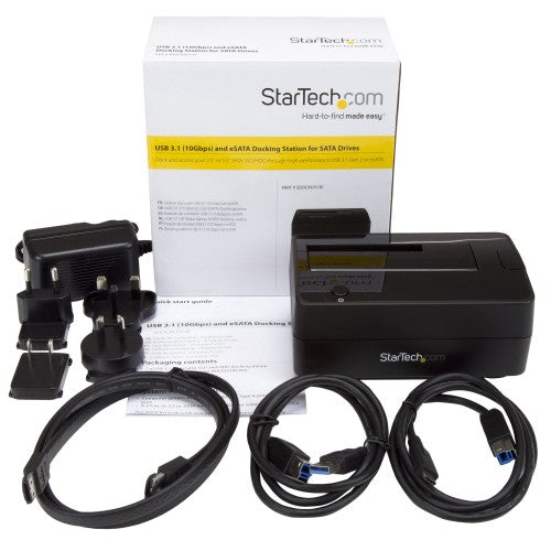 StarTech.com SDOCKU313E storage drive docking station USB 3.2 Gen 2 (3.1 Gen 2) Type-B Black