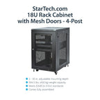 StarTech.com RK1833BKM rack cabinet 18U Freestanding rack Black