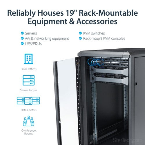 StarTech.com RK2236BKF rack cabinet 22U Freestanding rack Black