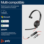 HP Poly Blackwire 5210 Monaural USB-C Headset +3.5mm Plug +USB-C/A Adapter