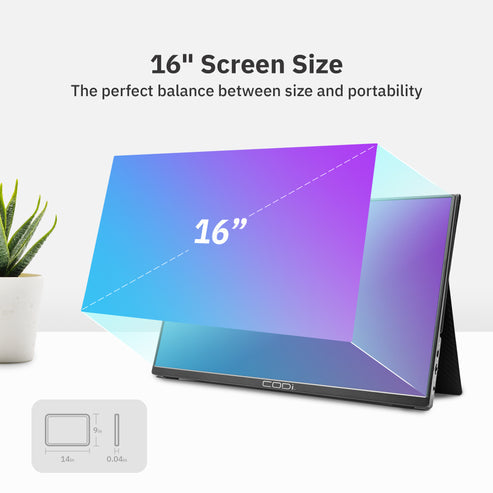 CODi MO16P-2C portable TV/monitor Portable monitor Black 16" LED 2560 x 1600 pixels