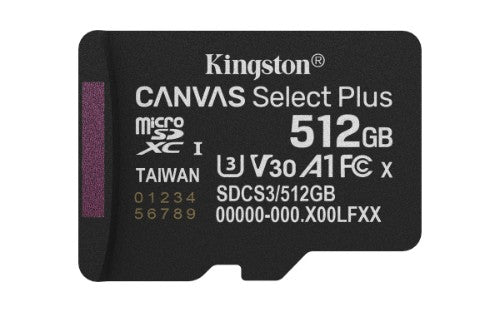 Kingston Technology Canvas Select Plus Gen3 512 GB MicroSDXC UHS-I Class 10