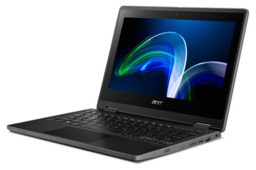 Acer TravelMate Spin B3 NX.VQWAA.005 laptop Intel® Celeron® N5100 Hybrid (2-in-1) 11.6" Touchscreen HD 4 GB DDR4-SDRAM 128 GB SSD Wi-Fi 6 (802.11ax) Windows 11 Pro Education Black