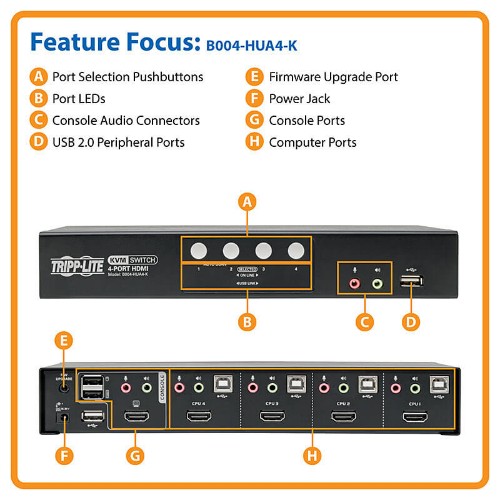Tripp Lite B004-HUA4-K KVM switch Black