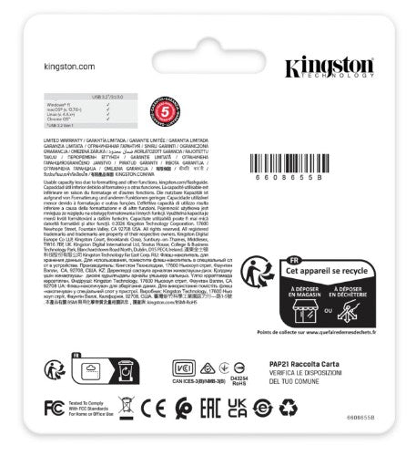 Kingston Technology DataTraveler Kyson USB flash drive 64 GB USB Type-A 3.2 Gen 1 (3.1 Gen 1) Stainless steel