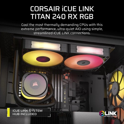 Corsair iCUE LINK TITAN RX RGB Processor All-in-one liquid cooler 4.72" (12 cm) Black 1 pc(s)