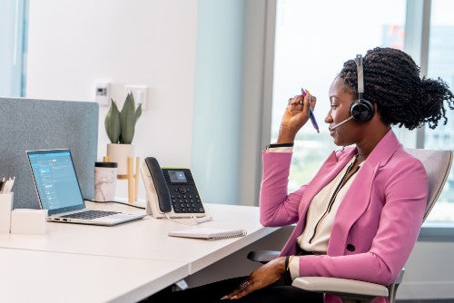 HP Poly Edge E220 IP Phone and PoE-enabled with Power Supply