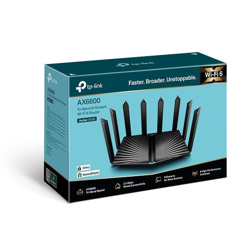 TP-Link Archer AX90 wireless router Multi-Gigabit Ethernet Tri-band (2.4 GHz / 5 GHz / 5 GHz) Black