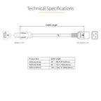 StarTech.com PXT515C19146 power cable Black 70.9" (1.8 m) NEMA 5-15P C19 coupler