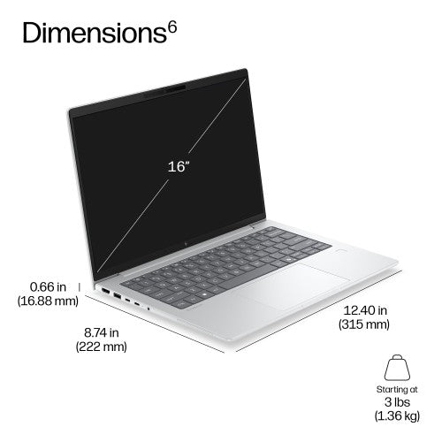 HP EliteBook 6 G2q 14 inch Notebook Next Gen AI PC Wolf Pro Security Edition Copilot+ PC Laptop 14" WUXGA 32 GB LPDDR5x-SDRAM 512 GB SSD Wi-Fi 7 (802.11be) Windows 11 Pro Silver
