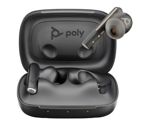 HP Poly Voyager Free 60 UC Carbon Black Earbuds +BT700 USB-C Adapter +Basic Charge Case