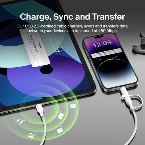 Belkin BoostCharge Pro USB cable USB 2.0 59.1" (1.5 m) USB C USB C/Lightning White