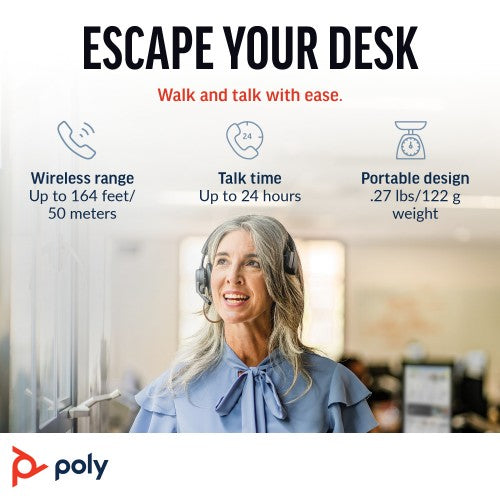 HP Poly Voyager 4310 UC Monaural Headset +BT700 USB-A Adapter +Charging Stand