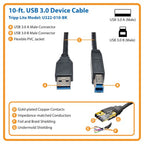 Tripp Lite U322-010-BK USB cable USB 3.2 Gen 1 (3.1 Gen 1) 120.1" (3.05 m) USB B USB A Black