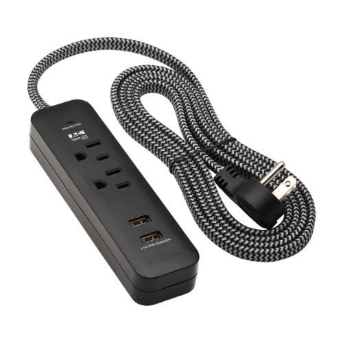 Tripp Lite TLP206USB surge protector Black 2 AC outlet(s) 110 - 125 V 72" (1.83 m)