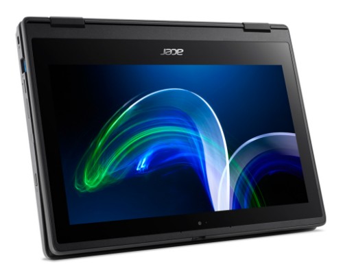 Acer TravelMate Spin B3 NX.VQWAA.005 laptop Intel® Celeron® N5100 Hybrid (2-in-1) 11.6" Touchscreen HD 4 GB DDR4-SDRAM 128 GB SSD Wi-Fi 6 (802.11ax) Windows 11 Pro Education Black