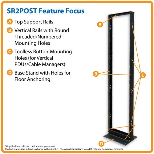 Tripp Lite SR2POST rack cabinet 45U Freestanding rack Black