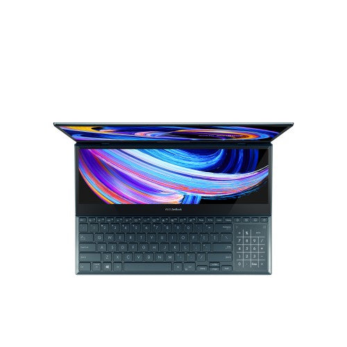 ASUS Zenbook Pro Duo 15 OLED UX582LR-XS74T laptop Intel® Core™ i7 i7-10870H 15.6" Touchscreen 4K Ultra HD 16 GB DDR4-SDRAM 1 TB SSD NVIDIA GeForce RTX 3070 Wi-Fi 6 (802.11ax) Windows 10 Pro Blue