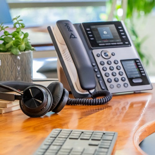 HP Poly Edge E450 IP Phone and PoE-enabled with Power Supply
