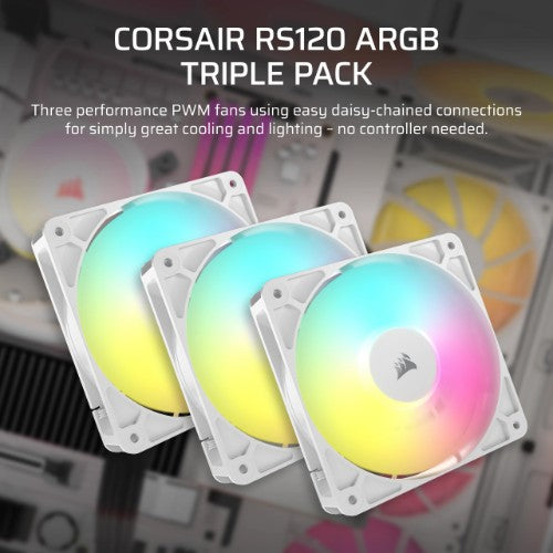 Corsair RS120 ARGB Computer case Fan 4.72" (12 cm) White 3 pc(s)