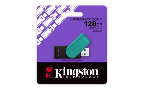 Kingston Technology DataTraveler Exodia S USB flash drive 128 GB USB Type-A 3.2 Gen 1 (3.1 Gen 1) Black, Turquoise