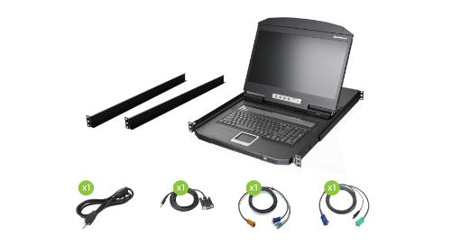 iogear GCL1908W rack console 18.5" 1366 x 768 pixels Metal, Plastic Black 1U