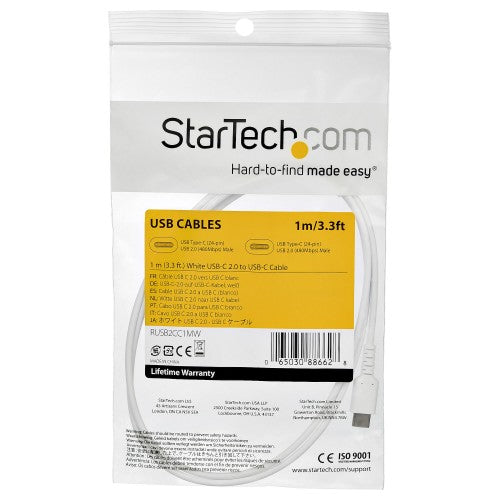StarTech.com RUSB2CC1MW USB cable USB 2.0 39.4" (1 m) USB C White