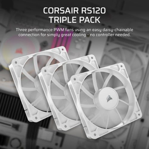 Corsair RS120 Computer case Fan 4.72" (12 cm) White 3 pc(s)