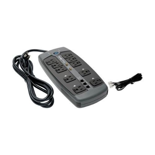 Tripp Lite TLP1008TELTV surge protector Black 10 AC outlet(s) 120 V 94.5" (2.4 m)