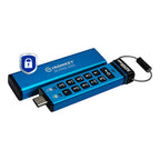 Kingston Technology IronKey Keypad 200 USB flash drive 128 GB USB Type-C 3.2 Gen 1 (3.1 Gen 1) Blue