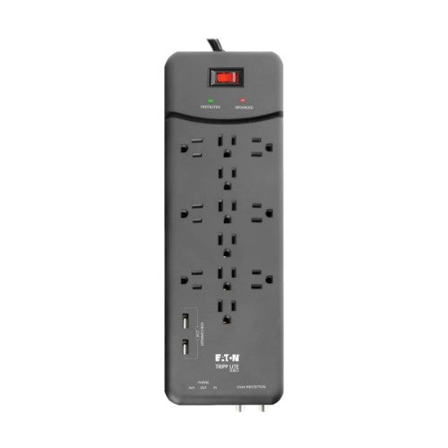 Tripp Lite TLP128TTUSBB surge protector Black 12 AC outlet(s) 110 - 125 V 96.1" (2.44 m)