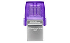 Kingston Technology DataTraveler microDuo 3C USB flash drive 256 GB USB Type-A / USB Type-C 3.2 Gen 1 (3.1 Gen 1) Stainless steel, Purple