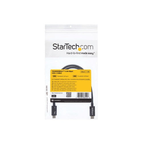 StarTech.com TBLT34MM50CM Thunderbolt cable 19.7" (0.5 m) 40 Gbit/s Black
