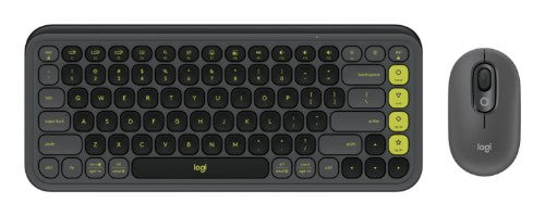 Logitech POP Icon Combo keyboard Mouse included Universal Bluetooth QWERTY English Granite, Green