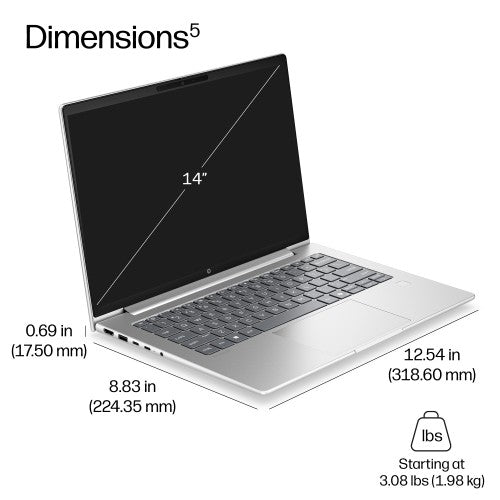 HP PB4G2i14AI U7 355 14 16GB/512 PC Intel U7 355, 14 WUXGA AG LED UWVA, UMA, Web Copilot+ PC Intel Core Ultra 7 Laptop 14" DDR5-SDRAM 512 GB SSD Wi-Fi 7 (802.11be) Windows 11 Pro Silver